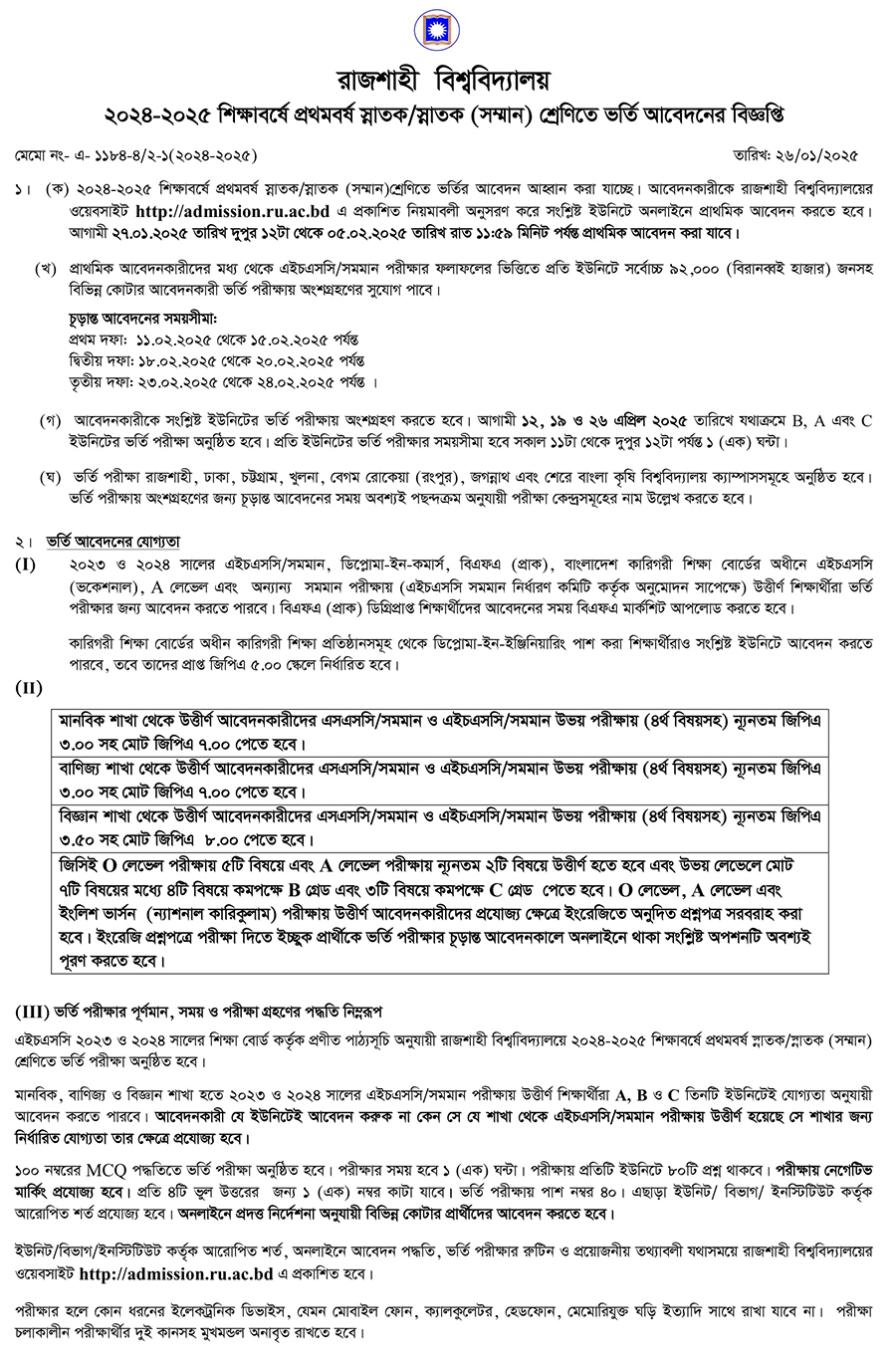 RU Admission Notice